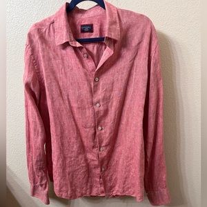 UNTUCKit Men’s Wrinkle Resistant Chambre button down shirt Large 100% Linen